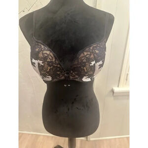Victoria Secret Black floral push bra 34C women’s undergarment